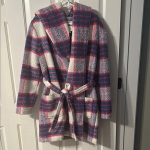 BB Dakota Plaid Hooded Belted Coat